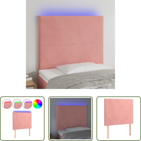 vidaXL Luci LED -  Testiera a LED Rosa 100x5x118/128 cm in Velluto