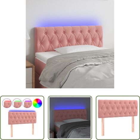 vidaXL Luci LED -  Testiera a LED Rosa 100x7x78/88 cm in Velluto