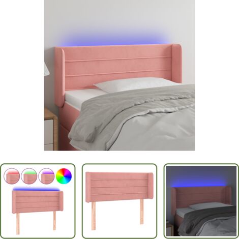 vidaXL Luci LED -  Testiera a LED Rosa 103x16x78/88 cm in Velluto