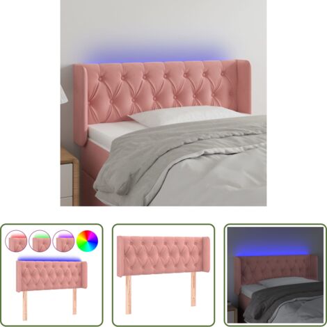 vidaXL Luci LED -  Testiera a LED Rosa 103x16x78/88 cm in Velluto