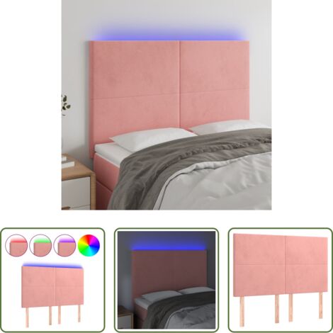 vidaXL Luci LED -  Testiera a LED Rosa 144x5x118/128 cm in Velluto