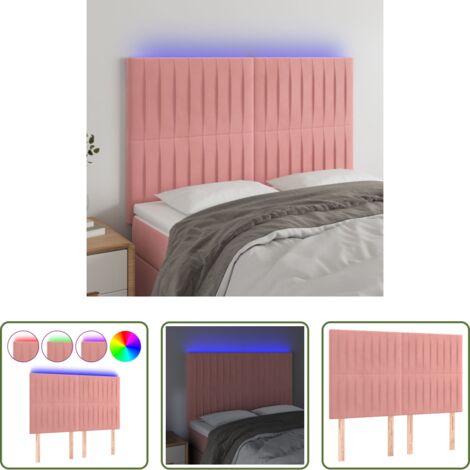 vidaXL Luci LED -  Testiera a LED Rosa 144x5x118/128 cm in Velluto