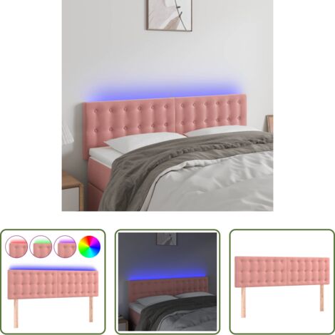 vidaXL Luci LED -  Testiera a LED Rosa 144x5x78/88 cm in Velluto