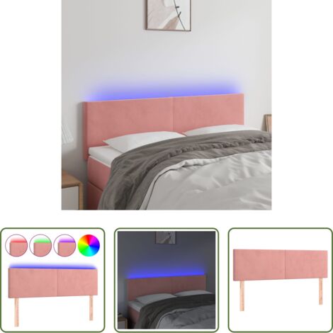 vidaXL Luci LED -  Testiera a LED Rosa 144x5x78/88 cm in Velluto