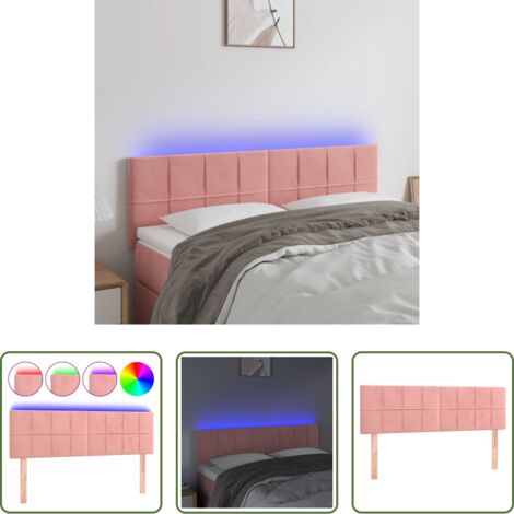 vidaXL Luci LED -  Testiera a LED Rosa 144x5x78/88 cm in Velluto