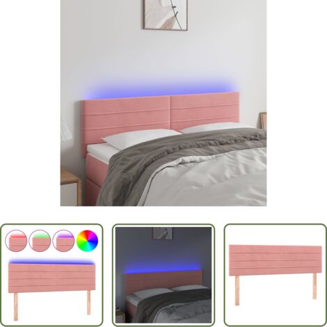 vidaXL Luci LED -  Testiera a LED Rosa 144x5x78/88 cm in Velluto
