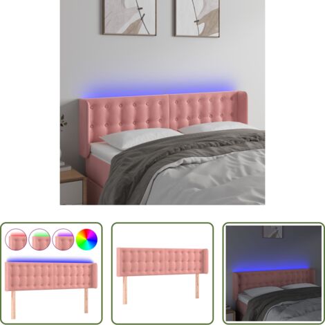 vidaXL Luci LED -  Testiera a LED Rosa 147x16x78/88 cm in Velluto