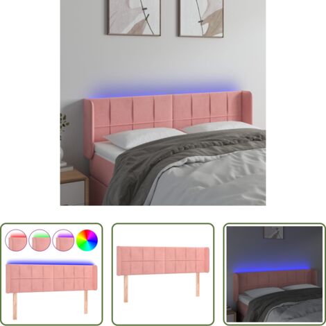 vidaXL Luci LED -  Testiera a LED Rosa 147x16x78/88 cm in Velluto