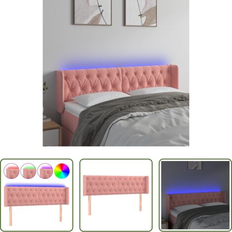 vidaXL Luci LED -  Testiera a LED Rosa 147x16x78/88 cm in Velluto