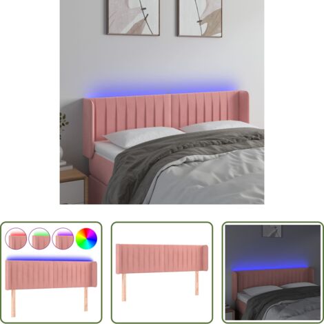 vidaXL Luci LED -  Testiera a LED Rosa 147x16x78/88 cm in Velluto