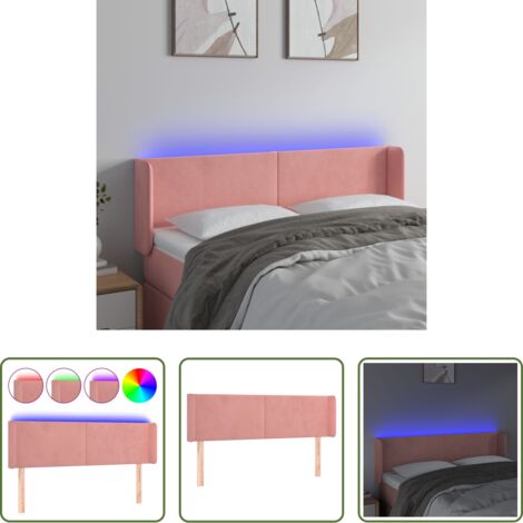 vidaXL Luci LED -  Testiera a LED Rosa 147x16x78/88 cm in Velluto