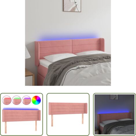 vidaXL Luci LED -  Testiera a LED Rosa 147x16x78/88 cm in Velluto