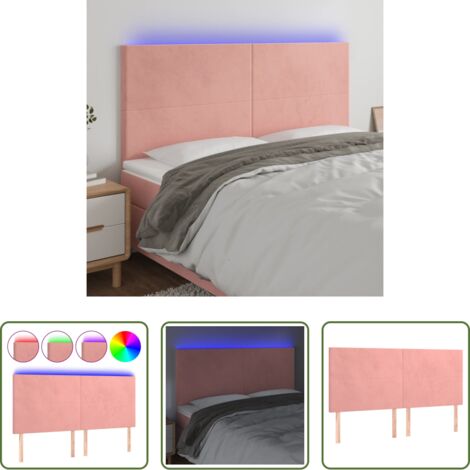vidaXL Luci LED -  Testiera a LED Rosa 160x5x118/128 cm in Velluto