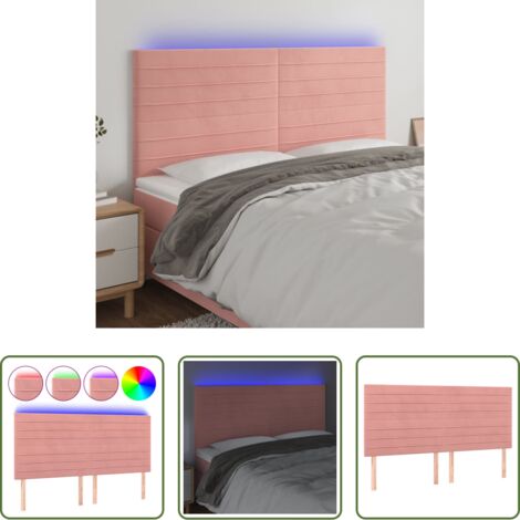 vidaXL Luci LED -  Testiera a LED Rosa 160x5x118/128 cm in Velluto