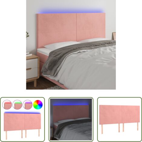 vidaXL Luci LED -  Testiera a LED Rosa 180x5x118/128 cm in Velluto