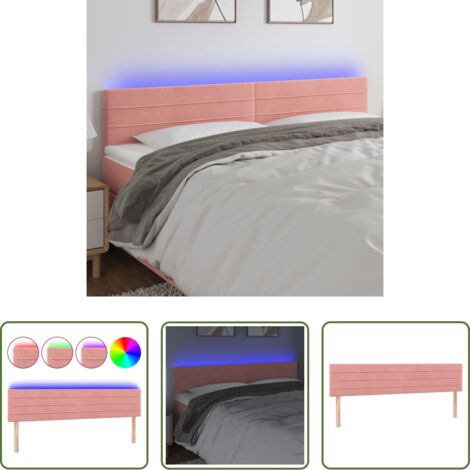 vidaXL Luci LED -  Testiera a LED Rosa 180x5x78/88 cm in Velluto