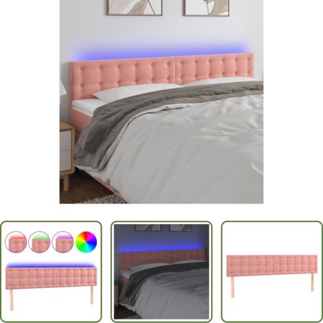 vidaXL Luci LED -  Testiera a LED Rosa 180x5x78/88 cm in Velluto