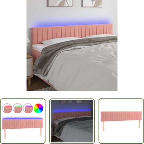 vidaXL Luci LED -  Testiera a LED Rosa 180x5x78/88 cm in Velluto