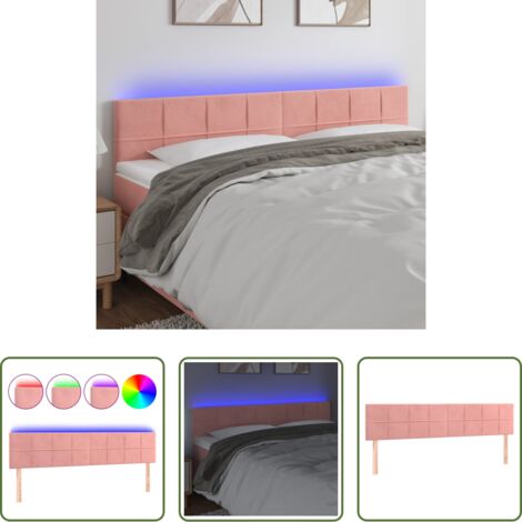 vidaXL Luci LED -  Testiera a LED Rosa 180x5x78/88 cm in Velluto