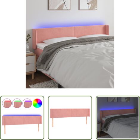 vidaXL Luci LED -  Testiera a LED Rosa 183x16x78/88 cm in Velluto