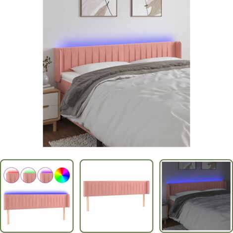 vidaXL Luci LED -  Testiera a LED Rosa 183x16x78/88 cm in Velluto