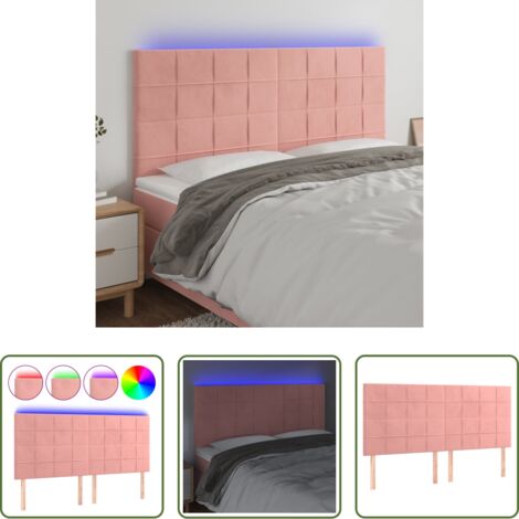 vidaXL Luci LED -  Testiera a LED rosa 200x5x118/128 cm in Velluto