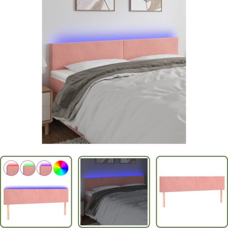 vidaXL Luci LED -  Testiera a LED Rosa 200x5x78/88 cm in Velluto