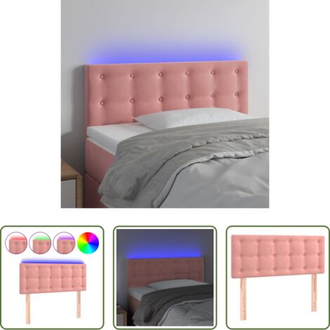 vidaXL Luci LED -  Testiera a LED Rosa 80x5x78/88 cm in Velluto