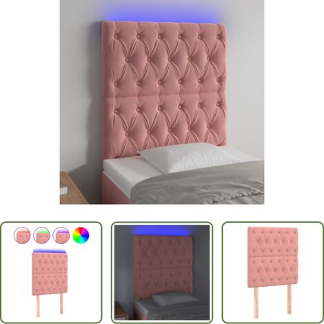 vidaXL Luci LED -  Testiera a LED Rosa 80x7x118/128 cm in Velluto