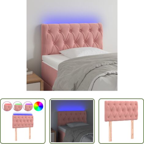 vidaXL Luci LED -  Testiera a LED Rosa 80x7x78/88 cm in Velluto
