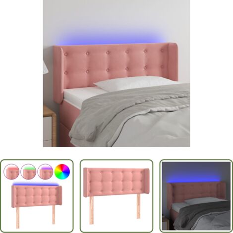vidaXL Luci LED -  Testiera a LED Rosa 83x16x78/88 cm in Velluto