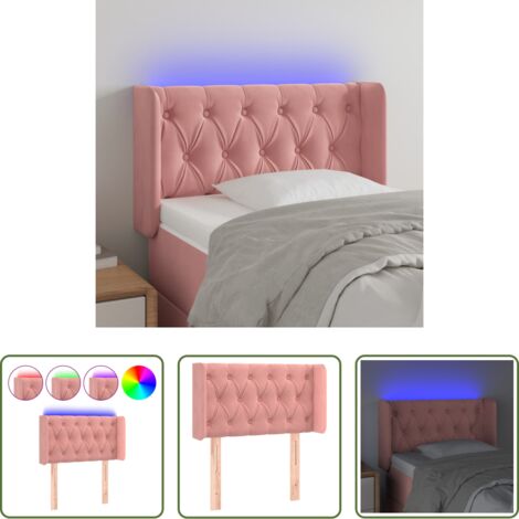 vidaXL Luci LED -  Testiera a LED Rosa 83x16x78/88 cm in Velluto