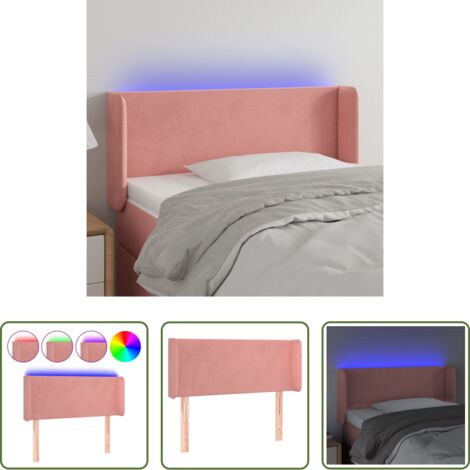vidaXL Luci LED -  Testiera a LED Rosa 83x16x78/88 cm in Velluto
