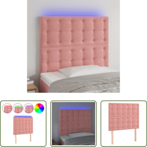 vidaXL Luci LED -  Testiera a LED Rosa 90x5x118/128 cm in Velluto