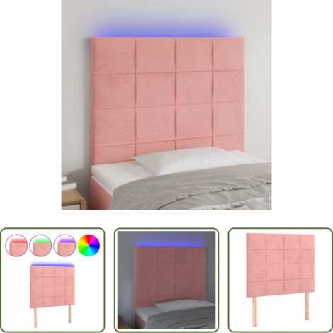 vidaXL Luci LED -  Testiera a LED Rosa 90x5x118/128 cm in Velluto