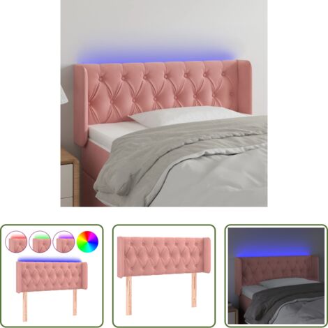 vidaXL Luci LED -  Testiera a LED Rosa 93x16x78/88 cm in Velluto