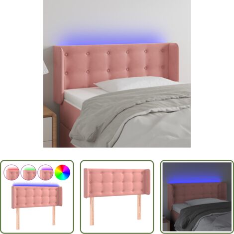 vidaXL Luci LED -  Testiera a LED Rosa 93x16x78/88 cm in Velluto