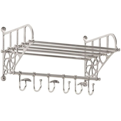 vidaXL Luggage Rack with Coat Hangers Wall Mounted Aluminium