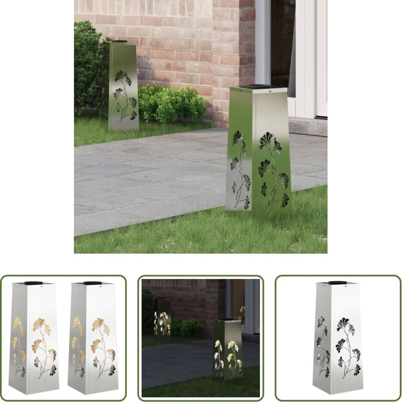 vidaXL Éclairage extérieur - Lumière de chemin LED solaire 2 pcs Argenté Acier Galvanisé