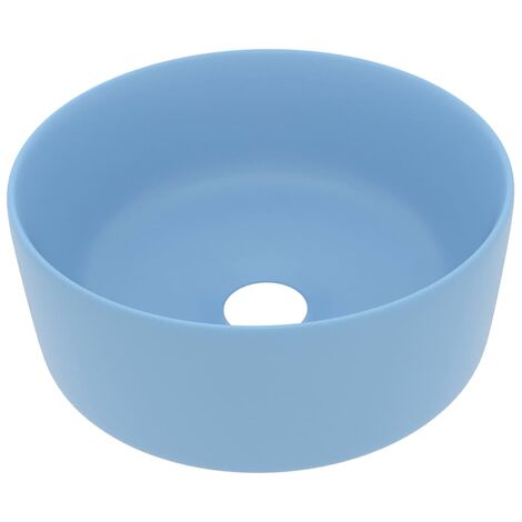main image of "vidaXL Luxury Wash Basin Round Matt Light Blue 40x15 cm Ceramic - Blue"
