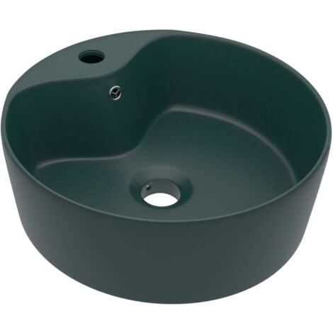 vidaXL Luxury Wash Basin with Overflow Matt Dark Green 36x13 cm Ceramic - Green