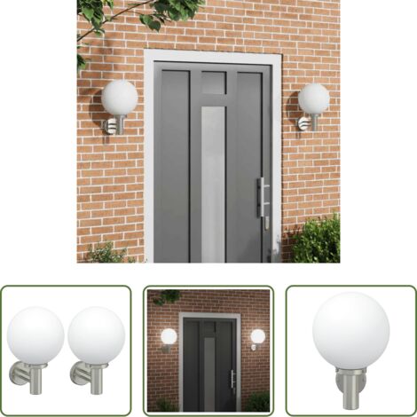 vidaXL Luz exterior -  Luz de pared exterior 2 pcs Plateado 28 x 25 x 38 cm