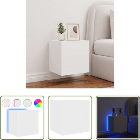 vidaXL Luz LED -  Mueble de TV de pared con luces LED blanco 40,5x35x40 cm