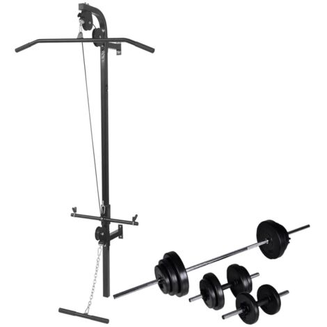 vidaXL Macchina da Parete con Bilanciere e Set Manubri 30,5 kg