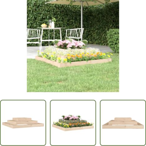 vidaXL Maceta de 3 niveles -  Jardinera de madera maciza de pino 110x110x27 cm