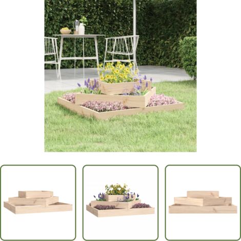 vidaXL Maceta de 3 niveles -  Jardinera de madera maciza de pino 83x83x27 cm