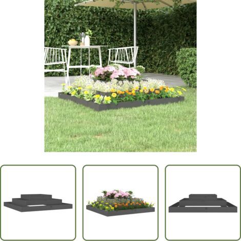 vidaXL Maceta de 3 niveles -  Jardinera de madera maciza de pino gris 110x110x27 cm