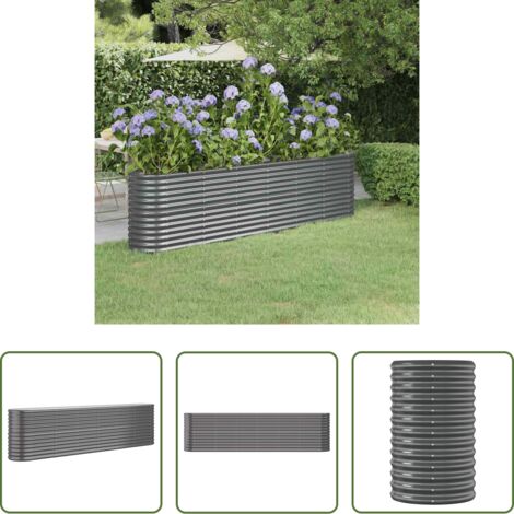 vidaXL Maceta de acero galvanizado -  Jardinera arriate acero galvanizado antracita 260x40x68 cm