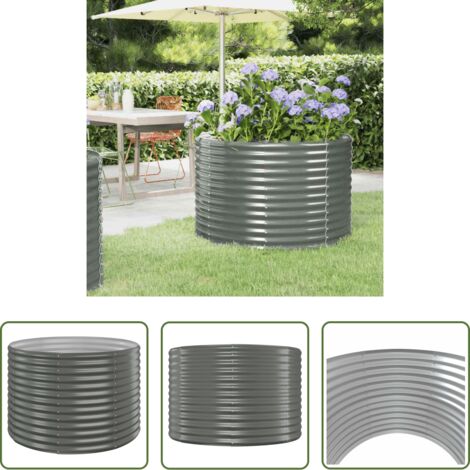 vidaXL Maceta de acero galvanizado -  Jardinera arriate acero galvanizado gris 100x100x68 cm