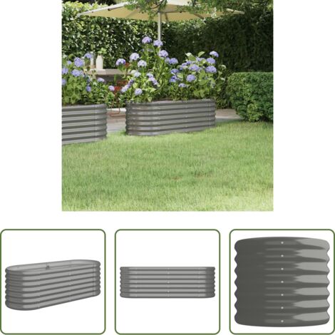 vidaXL Maceta de acero galvanizado -  Jardinera arriate acero galvanizado gris 114x40x36 cm